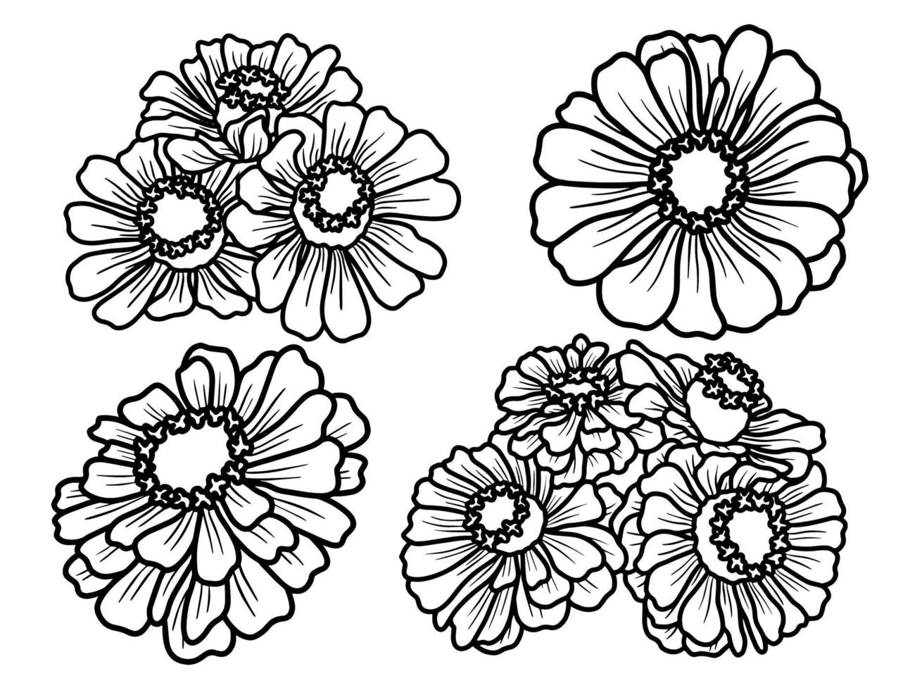 Flowers line art aarangement vector