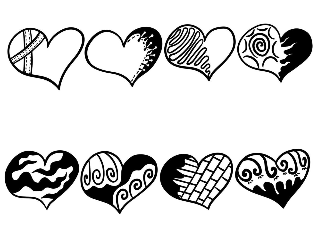 Set of heart line art illustration vector