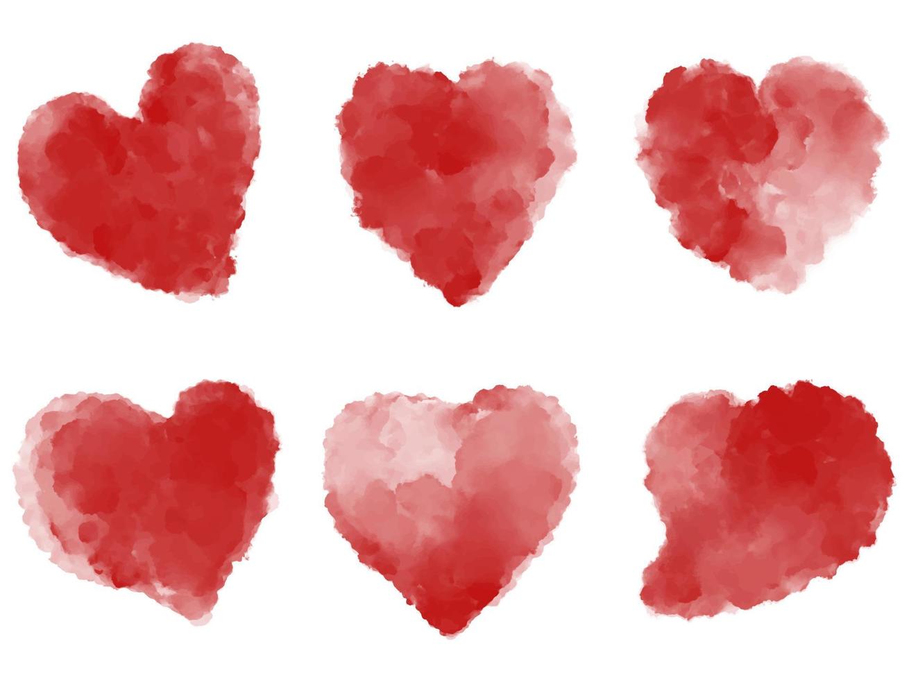 Set of heart watercolor vector