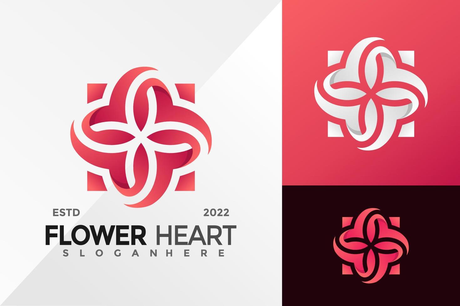 Flower Heart Ornament Logo Design Vector illustration template