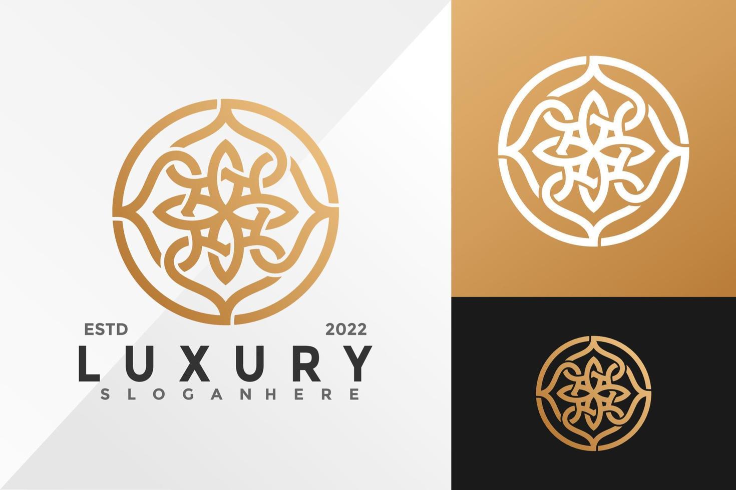 Gold Mandala Ornament Logo Design Vector illustration template