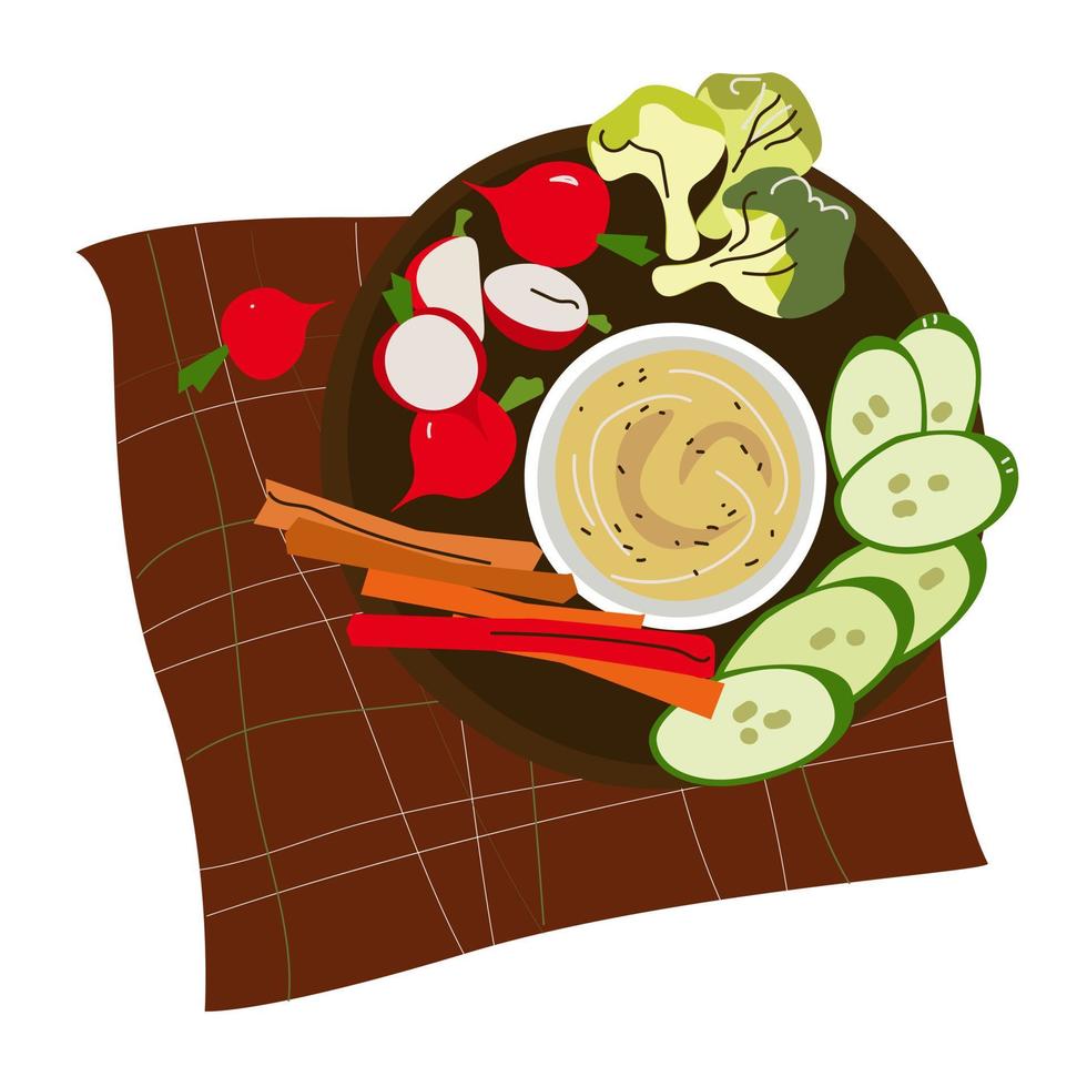 Hummus vegetables. Organic food. vector