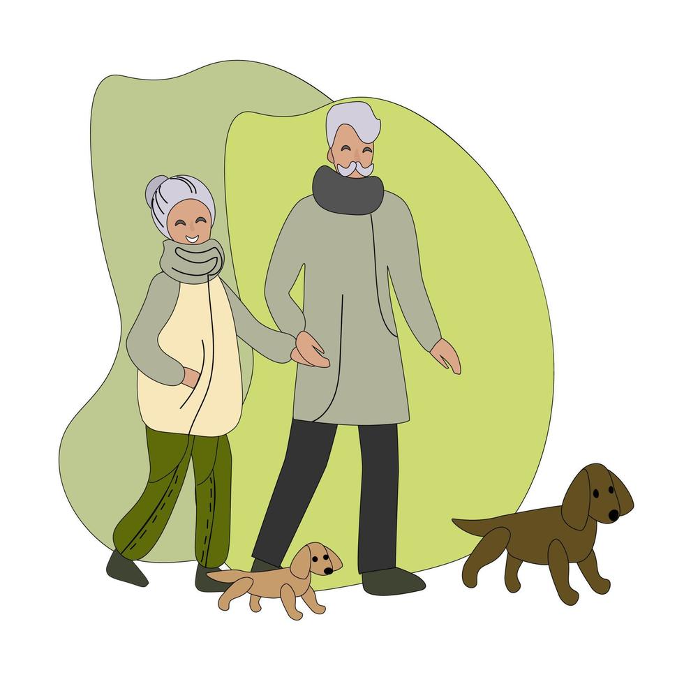 Old couple walking. vector