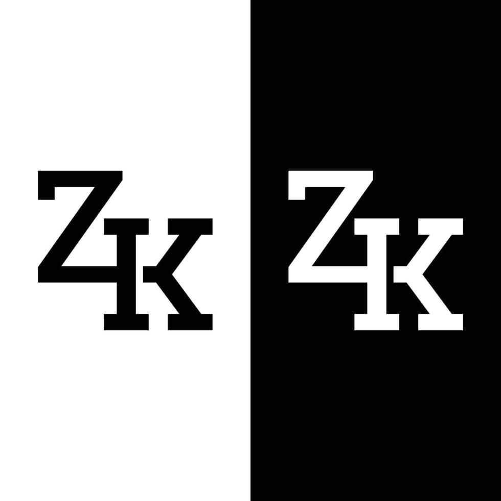 Plantilla de diseño de logotipo inicial del monograma de letra zk zk kz. Adecuado para deportes en general, construcción, empresa financiera, empresa, negocio, tienda corporativa, ropa en un diseño de logotipo de estilo moderno y sencillo. vector