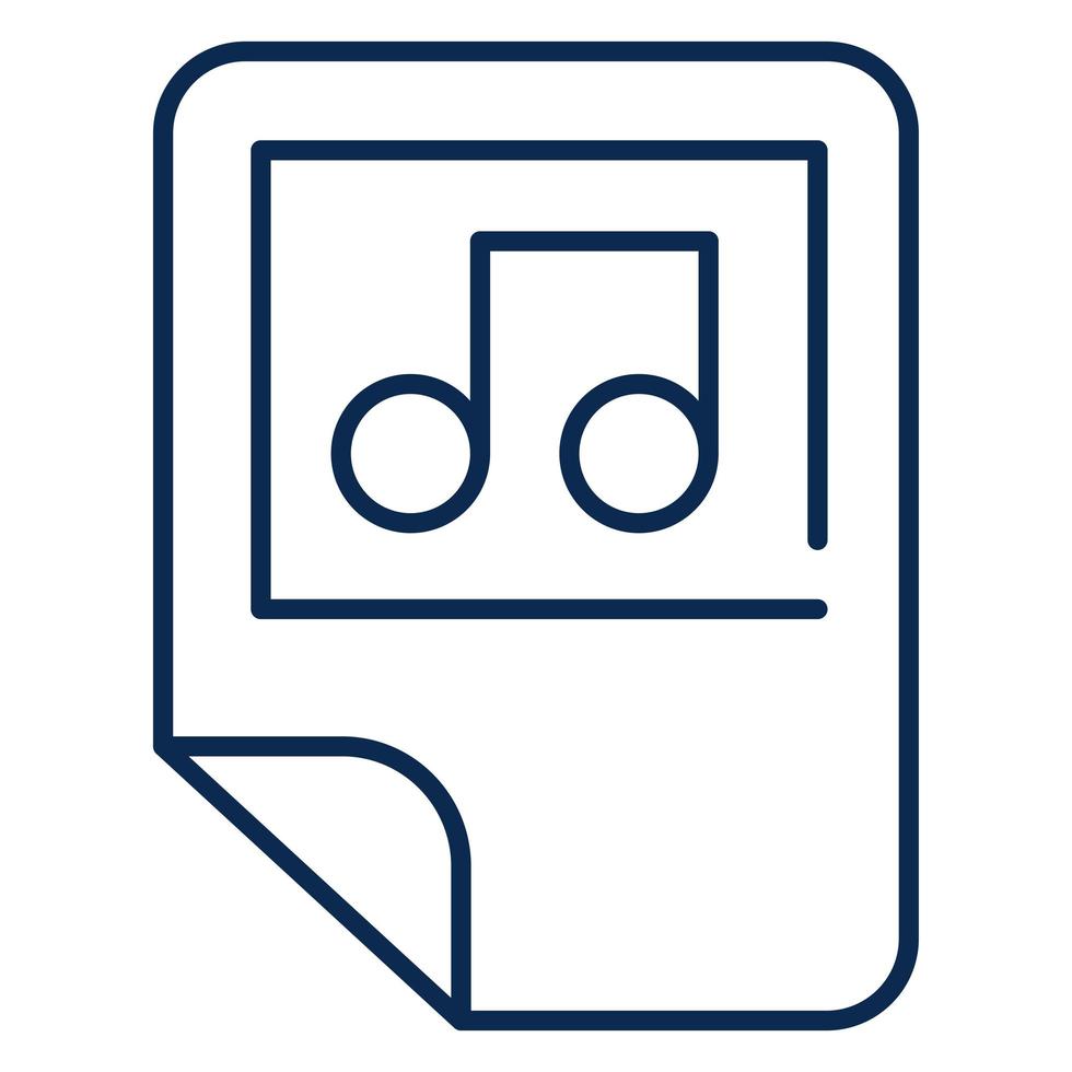 Music files folder monochrome linear icon vector