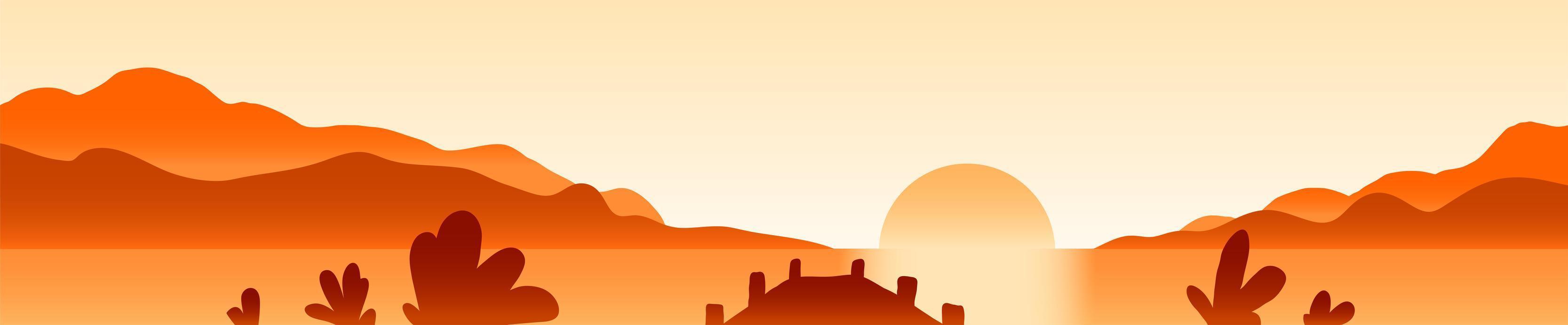 Ilustración de vector plano de paisaje de amanecer