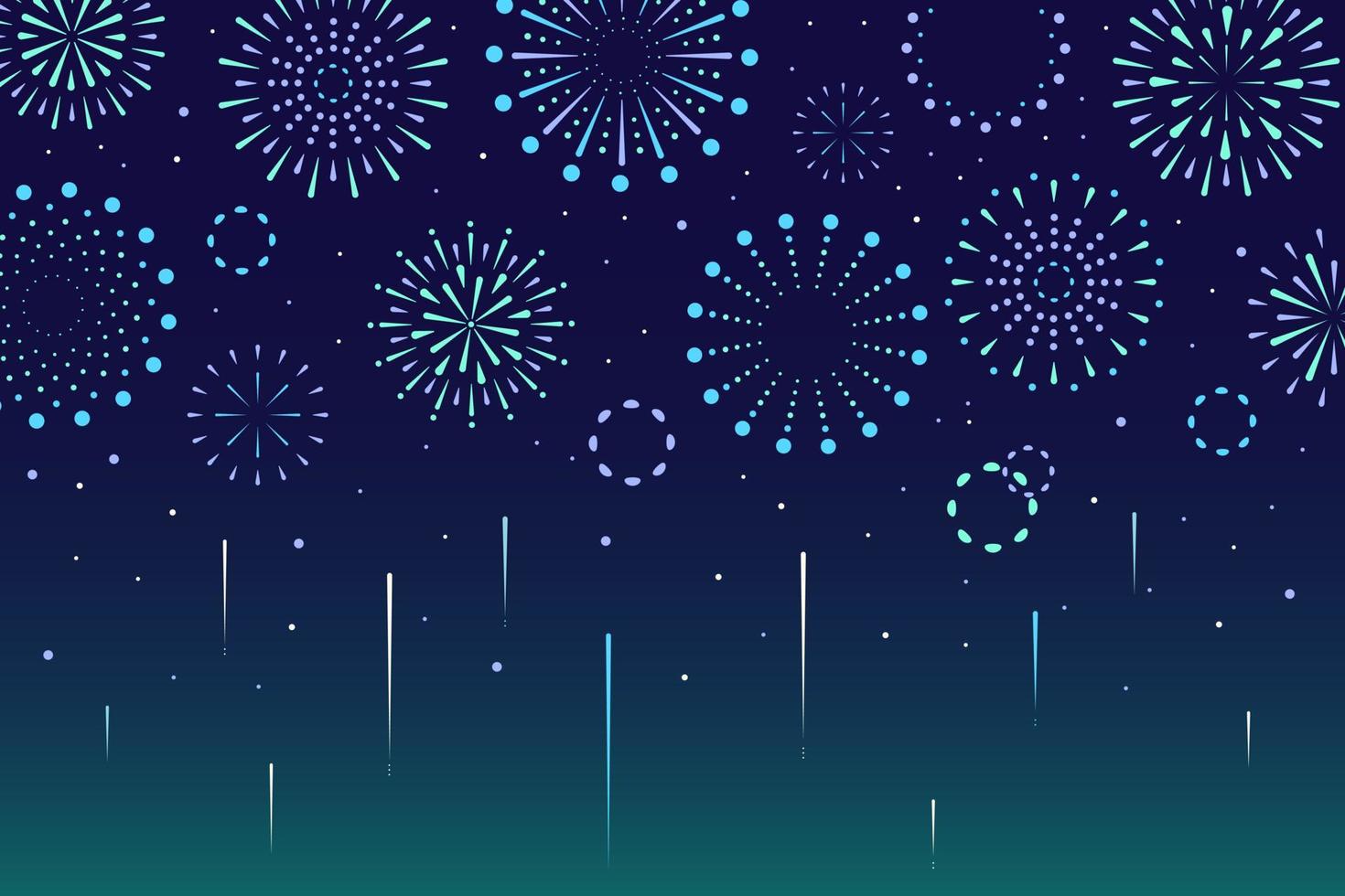 Background with geometric fireworks in the night sky vector