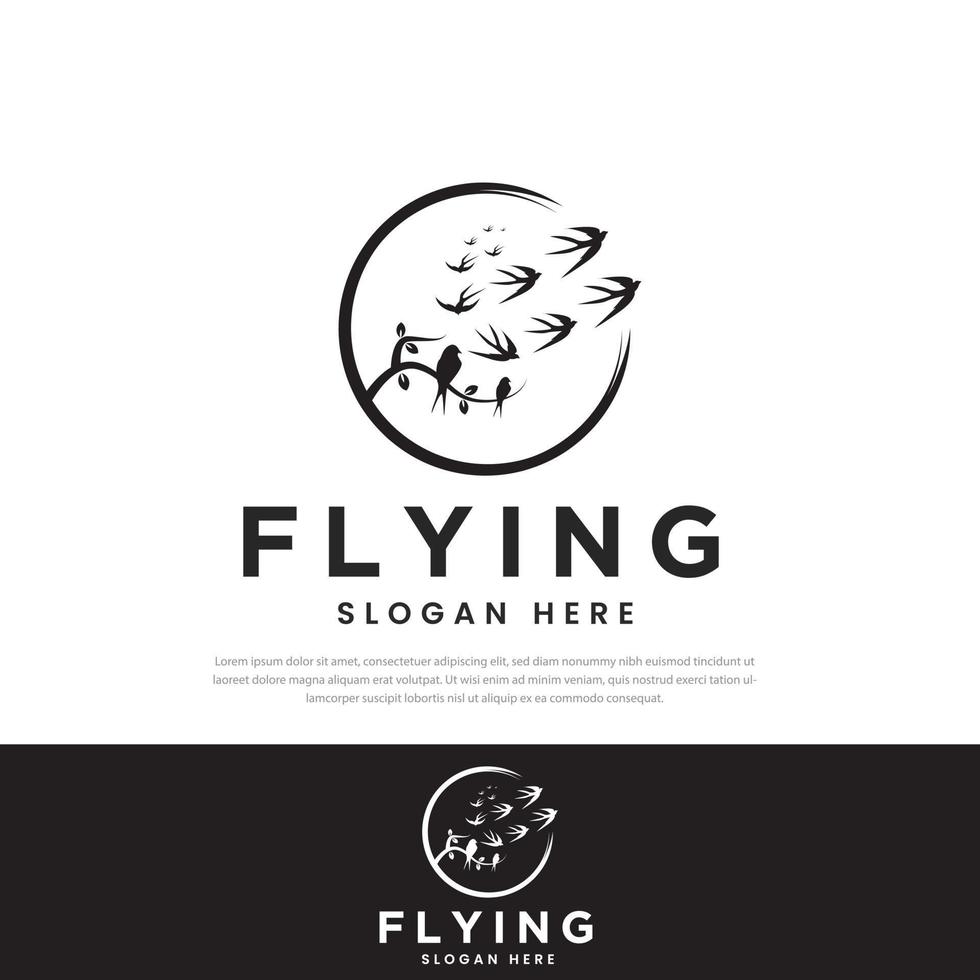 flocking flying birds abstract design logo, symbol, icon, bird design template vector