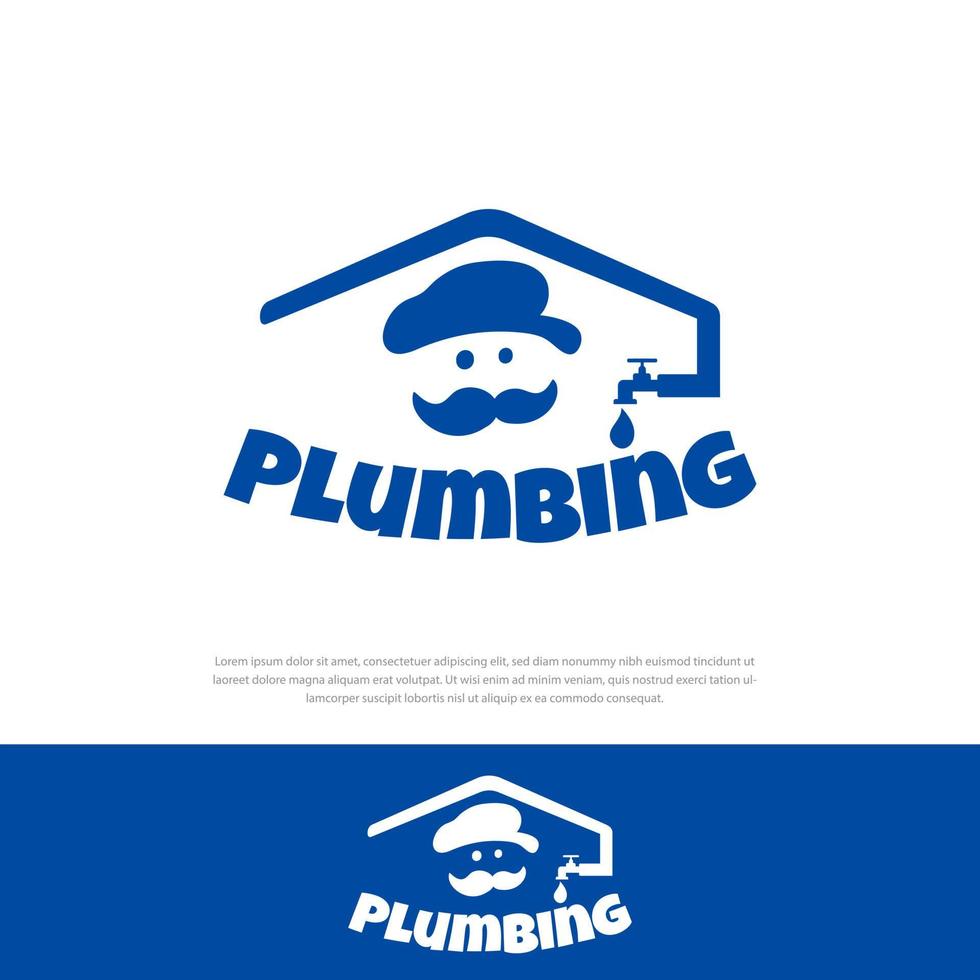 Home plumber logo, icon head plumber wearing a hat with a thick mustache.symbol,icon,illustration,design template vector