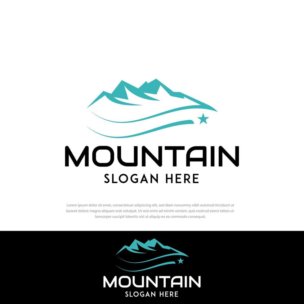 Logo mountain star line illustration, icon, symbol, template, illustration, reinforcement vector