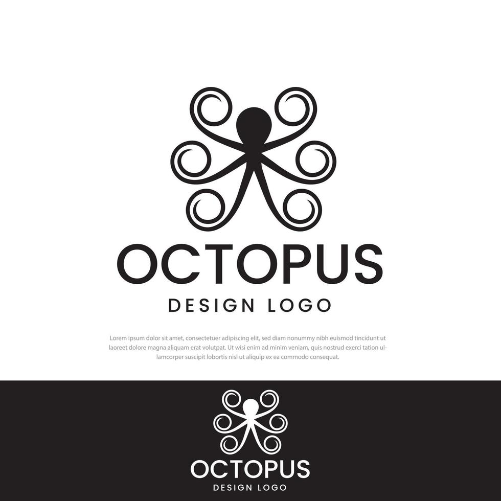 Logo Six tentacle octopus silhouette design, design templates, icons, symbols, design illustration vector