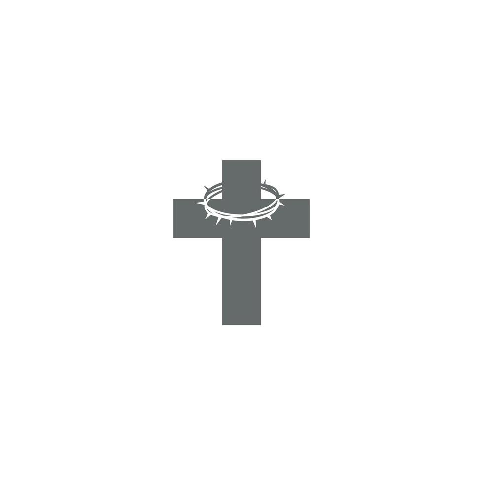 Cross and Crown of Thorns logo or icon design vector