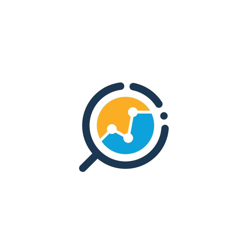 Magnifying Glass and Data Statistic logo or icon design vector