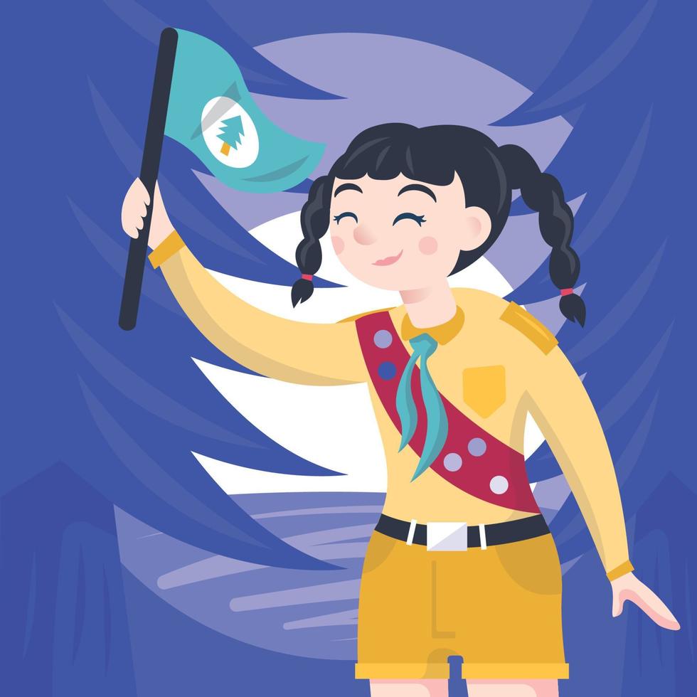 Girl Scout Leading Her Troops vector