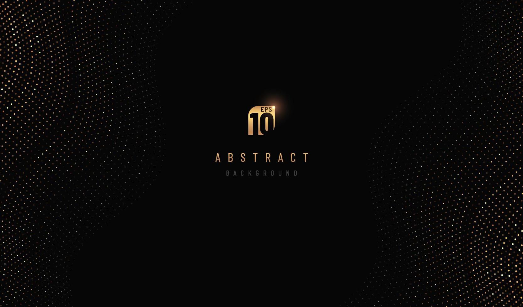 Abstract wavy golden glitter stripes line pattern on black background with copy space. Luxury and elegant banner design. You can use for cover template, poster, flyer, print ad. Vector illustration