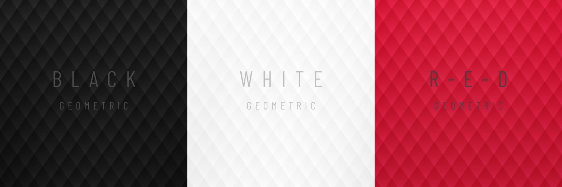 Set of abstract black, white and red gradient geometric square with lighting and shadow background. Modern futuristic banner collection design. Can use for ad, poster, template, business presentation. vector