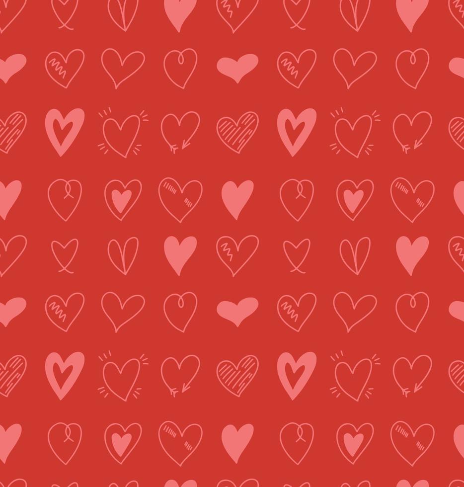 Vector seamless pattern with cute various hand drawn simple hearts