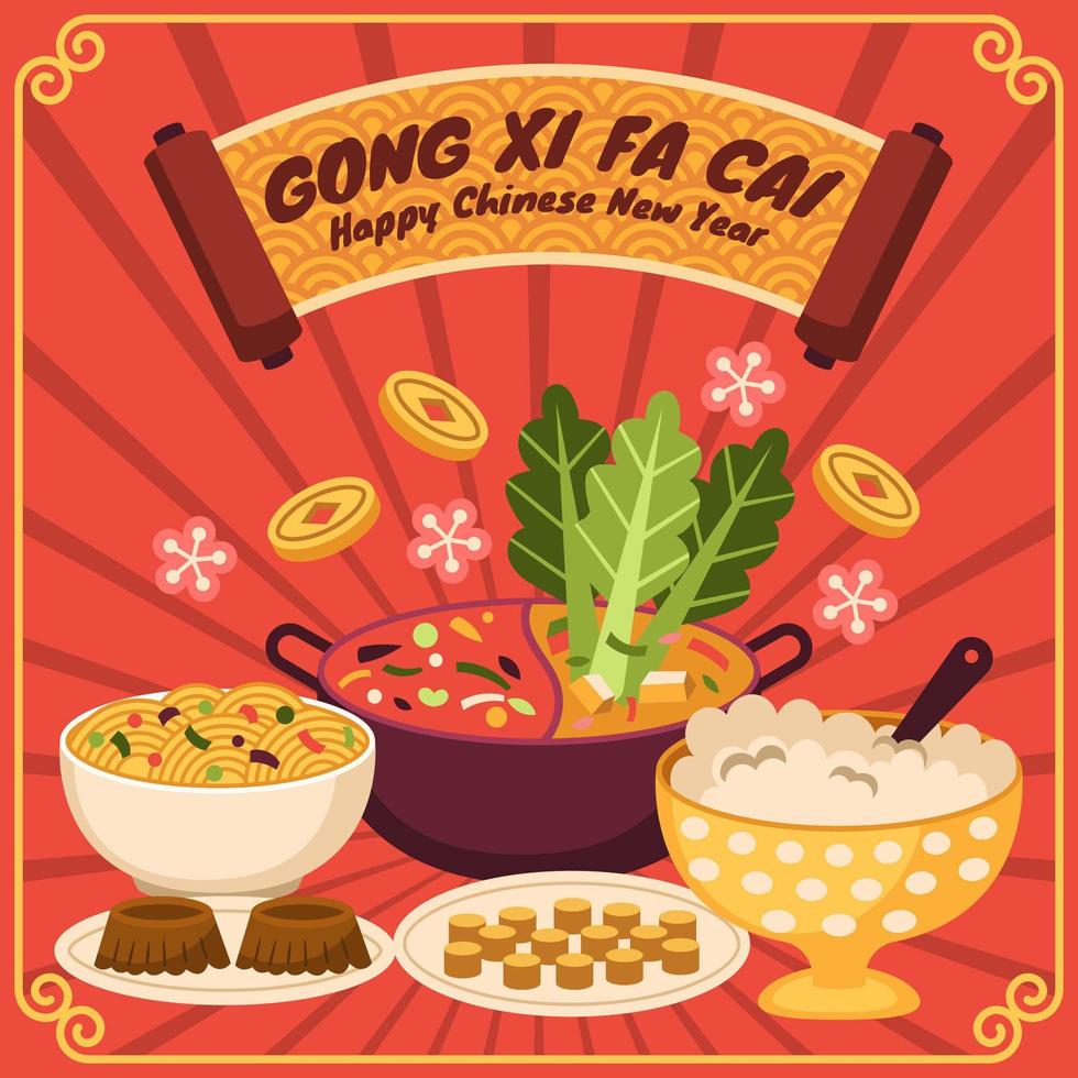 Chinese New Year Food Concept vector