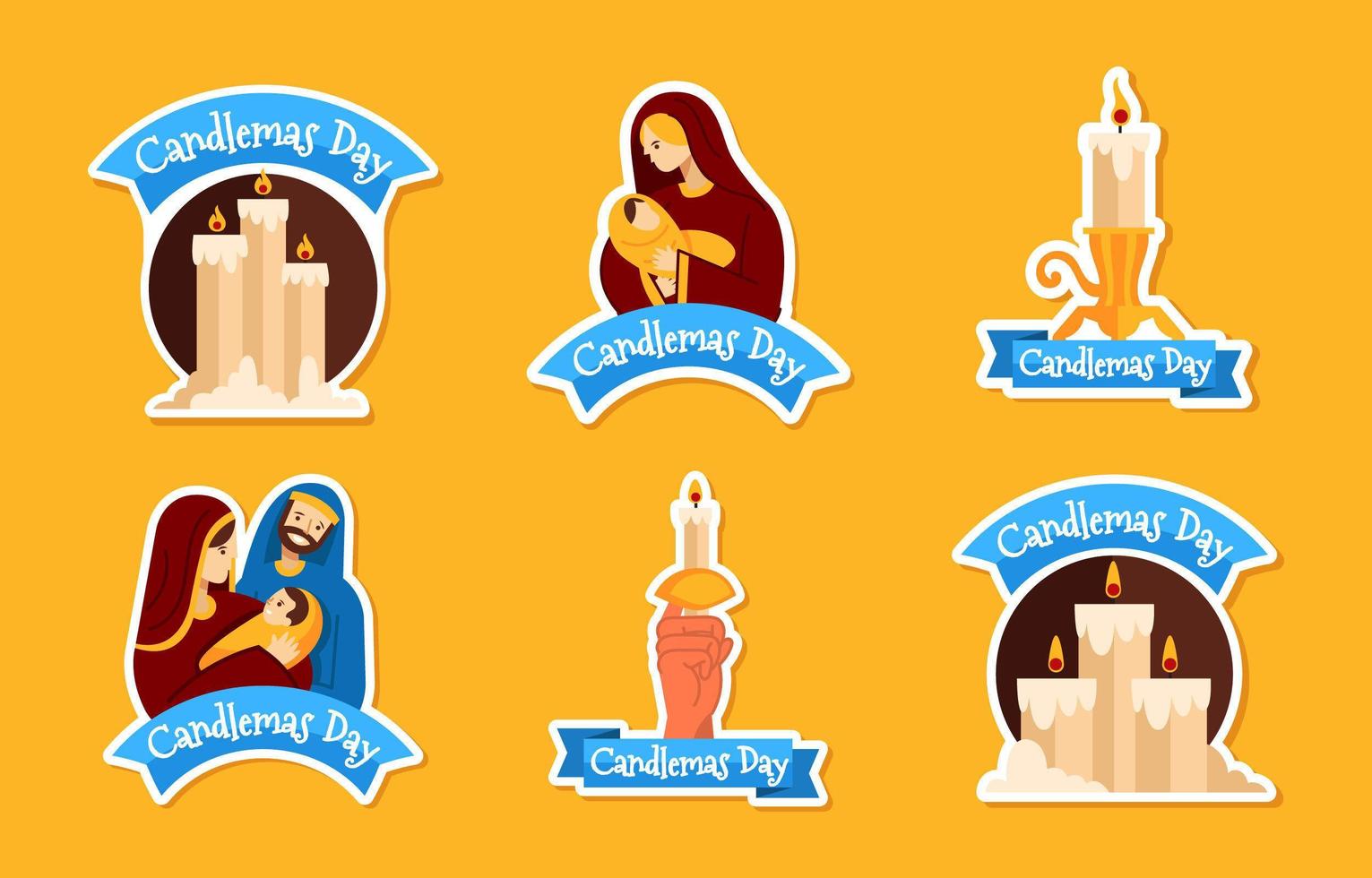 Set of Candlemas Day Stickers vector
