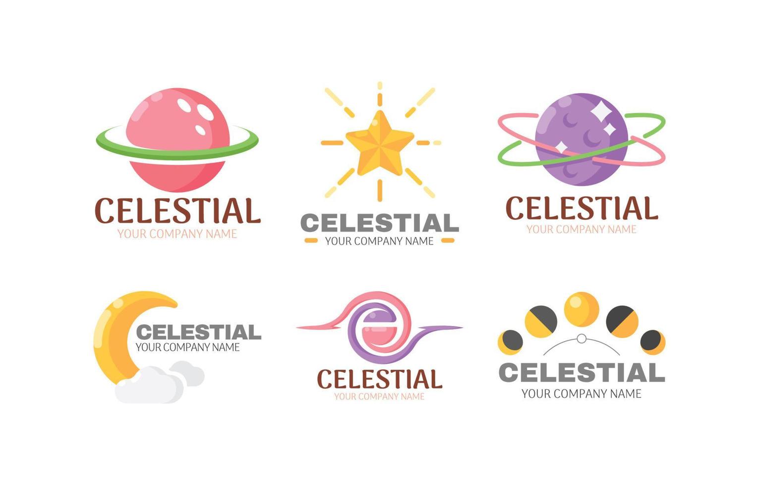 conjunto de logotipos de cuerpos celestes vector