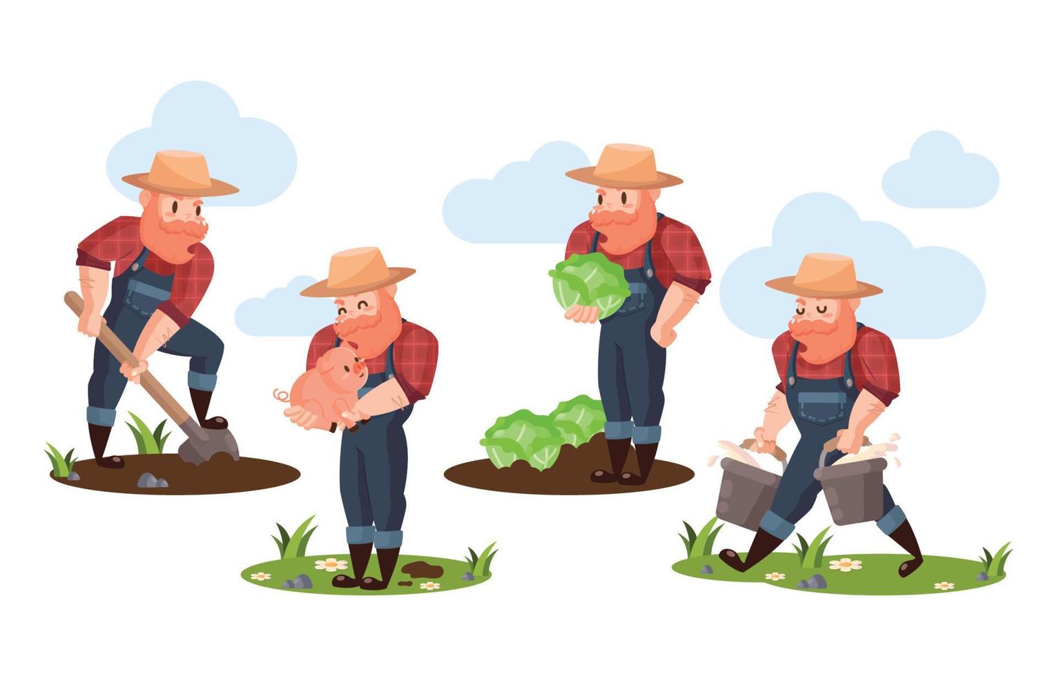 personaje de agricultores masculinos vector