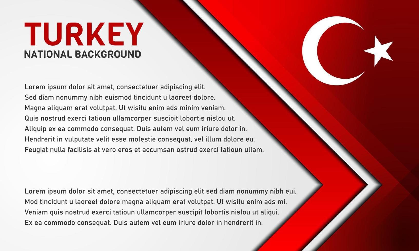 Turkey National Background. With flag, crescent moon, and star icon. Copy space area. On gradient red and white color. Premium and luxury illustration vector design