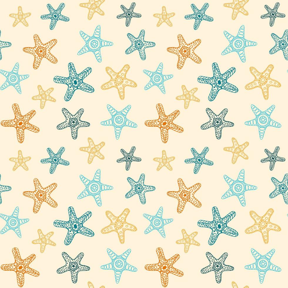 Seamless pattern with sea stars vector