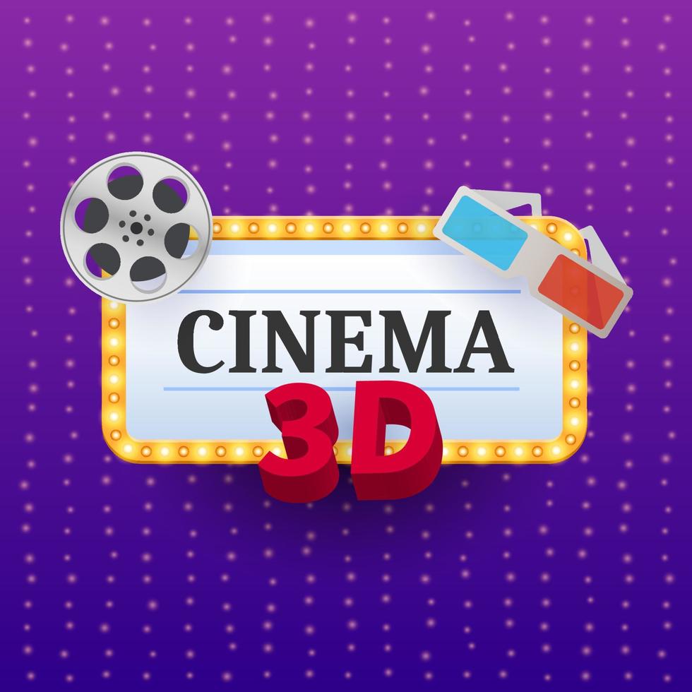 Cinema Banner. Movie watching with 3D glasses vector