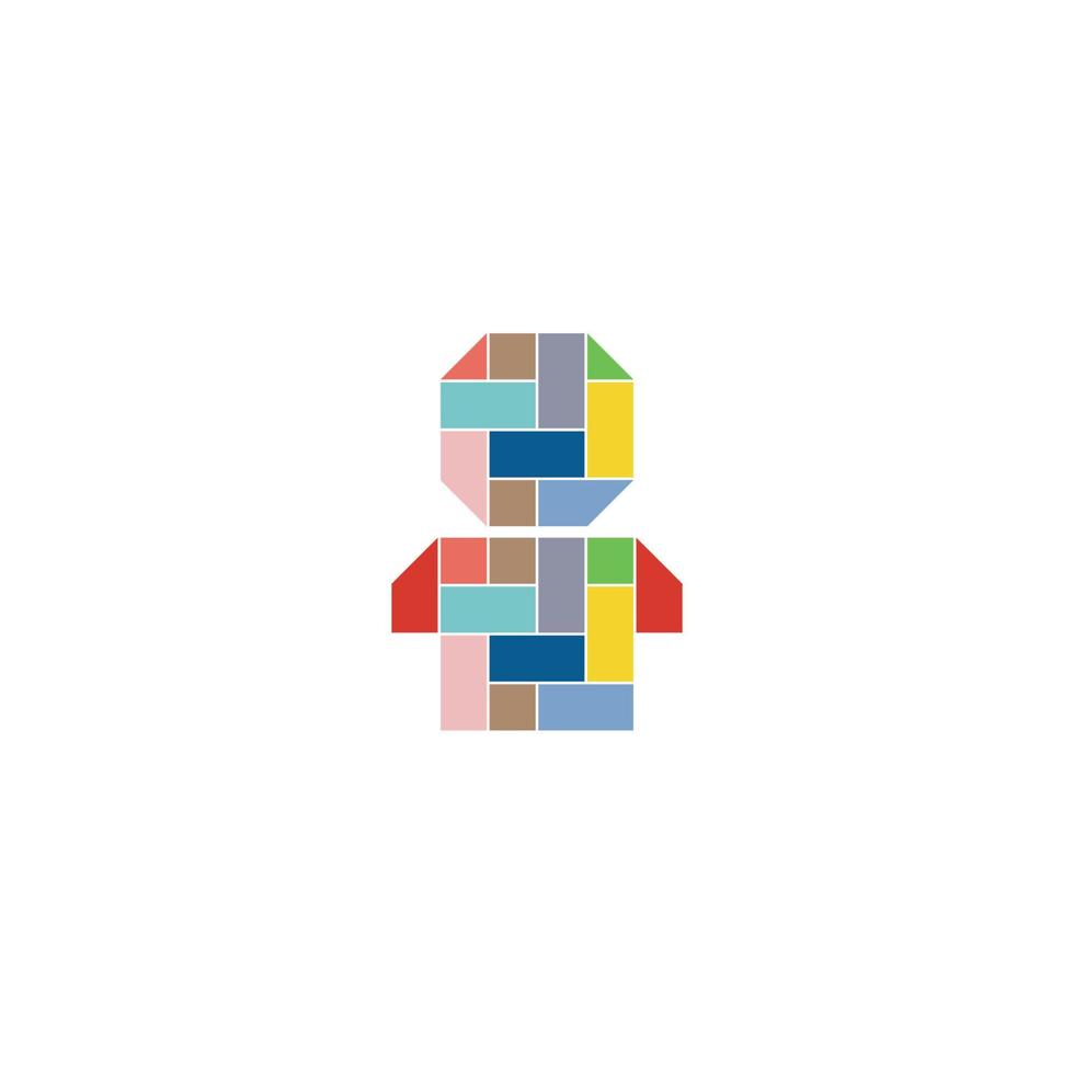 People or Robot and Pastel Tiles logo or icon design vector