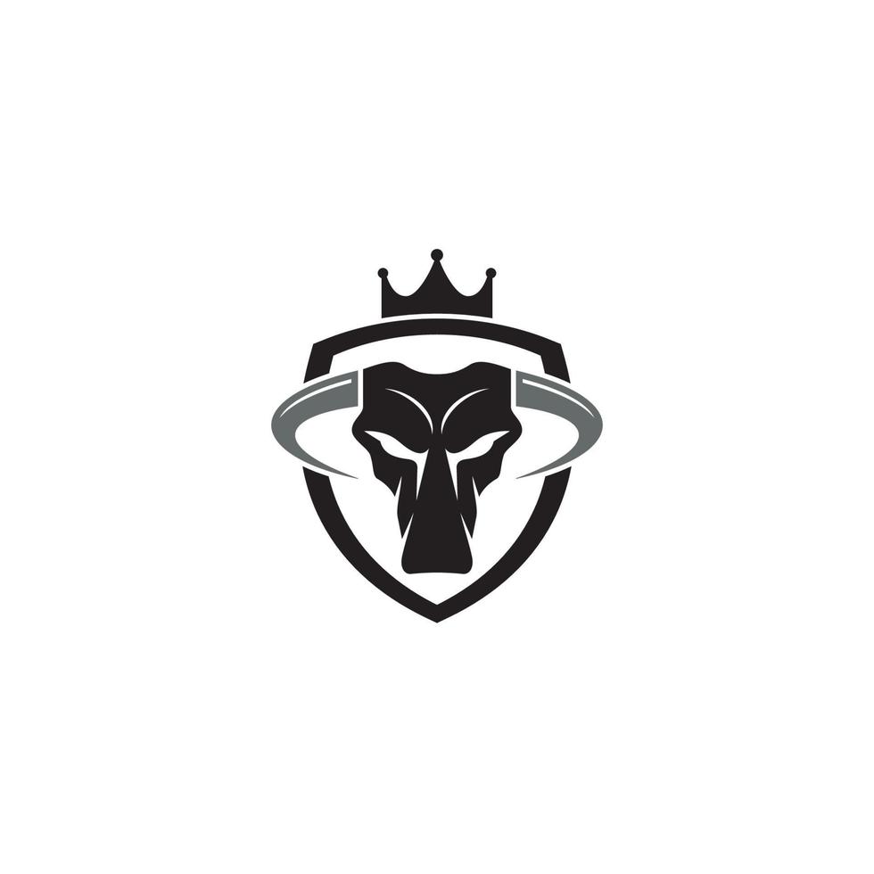 toro, cráneo, corona, y, escudo, logotipo, o, icono, diseño vector