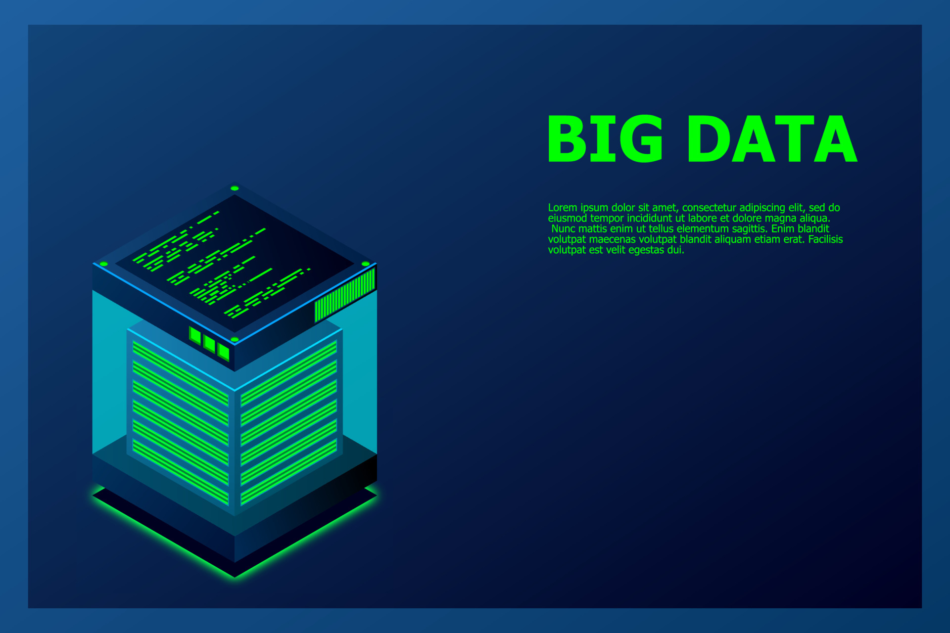 Isometric Digital Technology Web Banner. BIG DATA Machine Learning ...