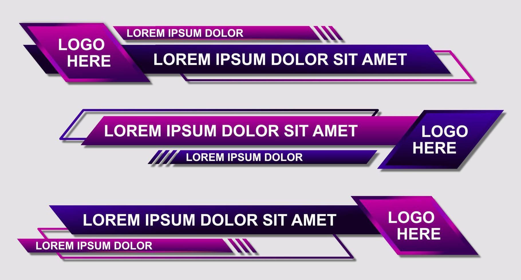 Modern stylish lower third banner template design. Graphic set of Broadcast News Lower Thirds Banner for Television. Vector video headline title