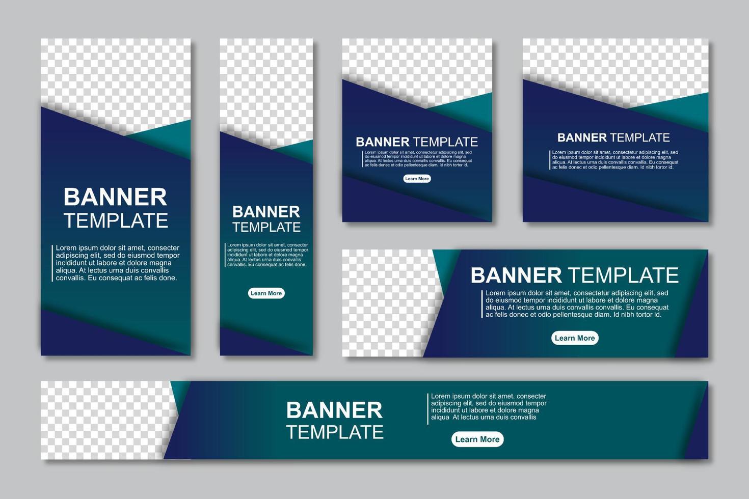 Set of modern web banners template design with a place for photos. Modern and minimalist concept user for web page, banner, background. Vector illustration