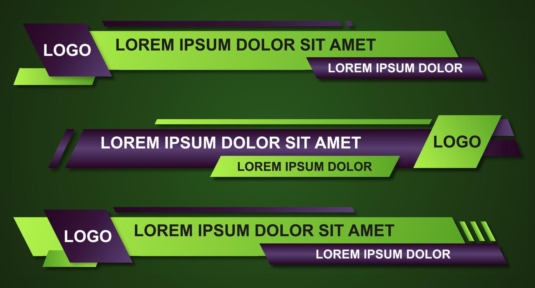 Modern stylish lower third banner template design. Graphic set of Broadcast News Lower Thirds Banner for Television. Vector video headline title