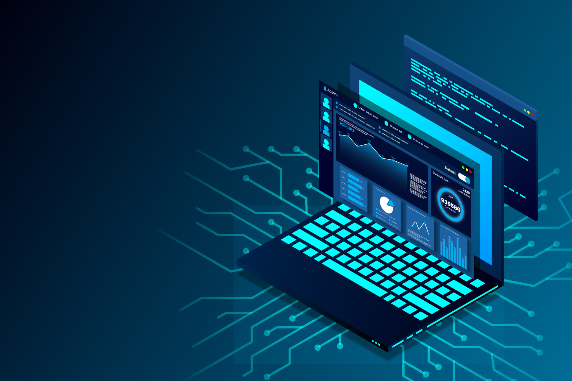 Web design and development vector isometric illustrations. web design ...