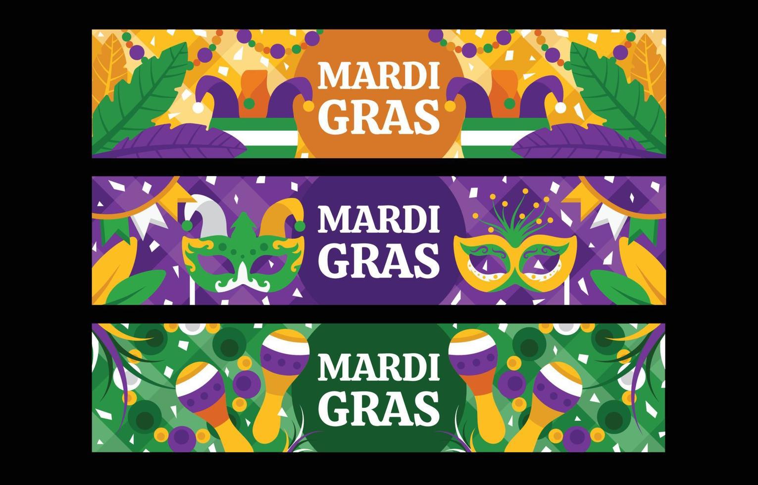 Mardi Gras Banner Template Set vector