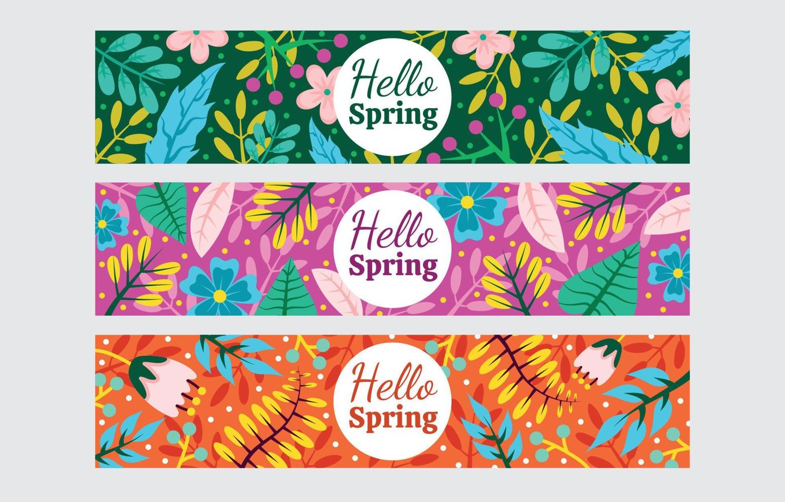 hola primavera conjunto de plantillas de banner vector