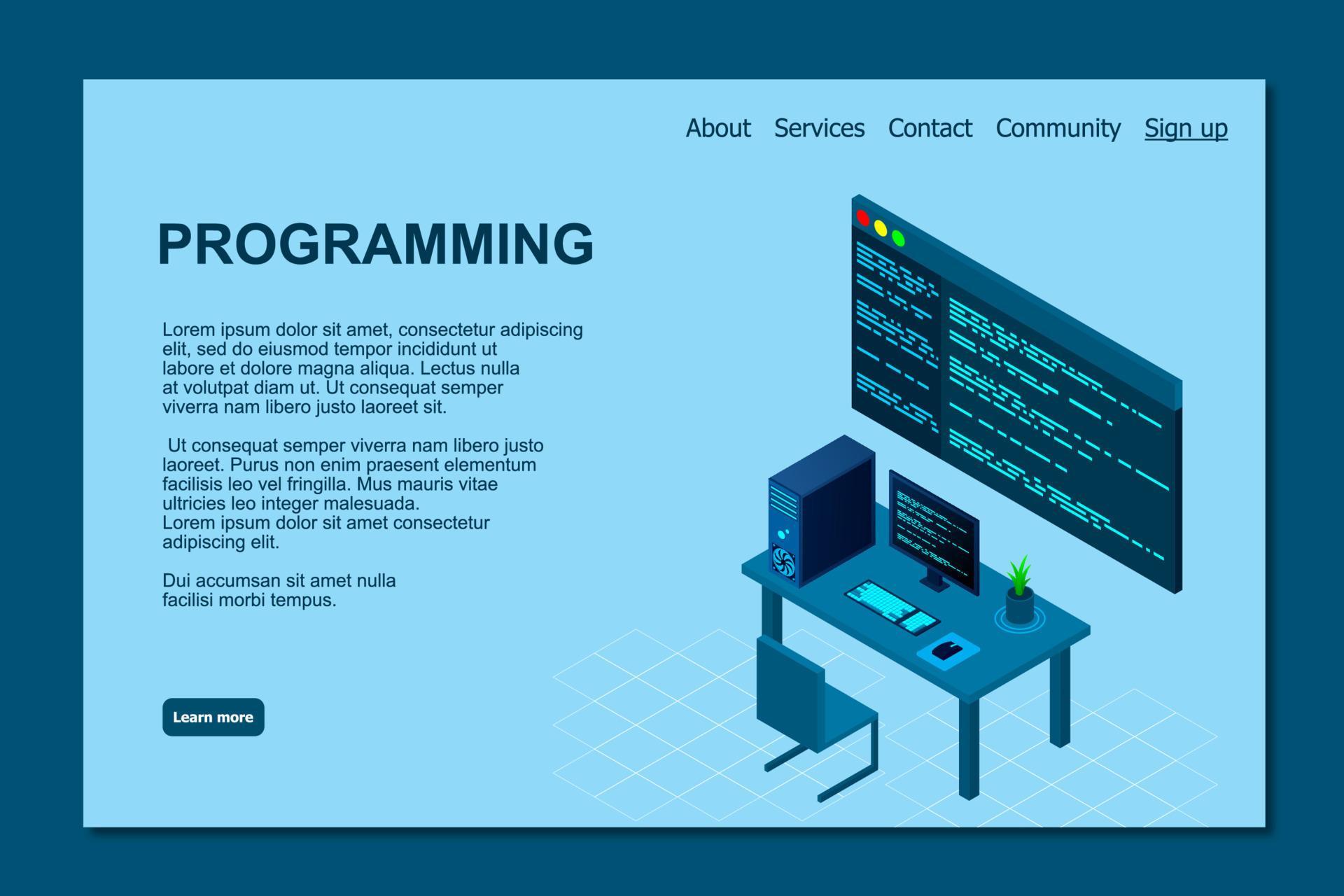 Programming or Software development web page template. Vector ...