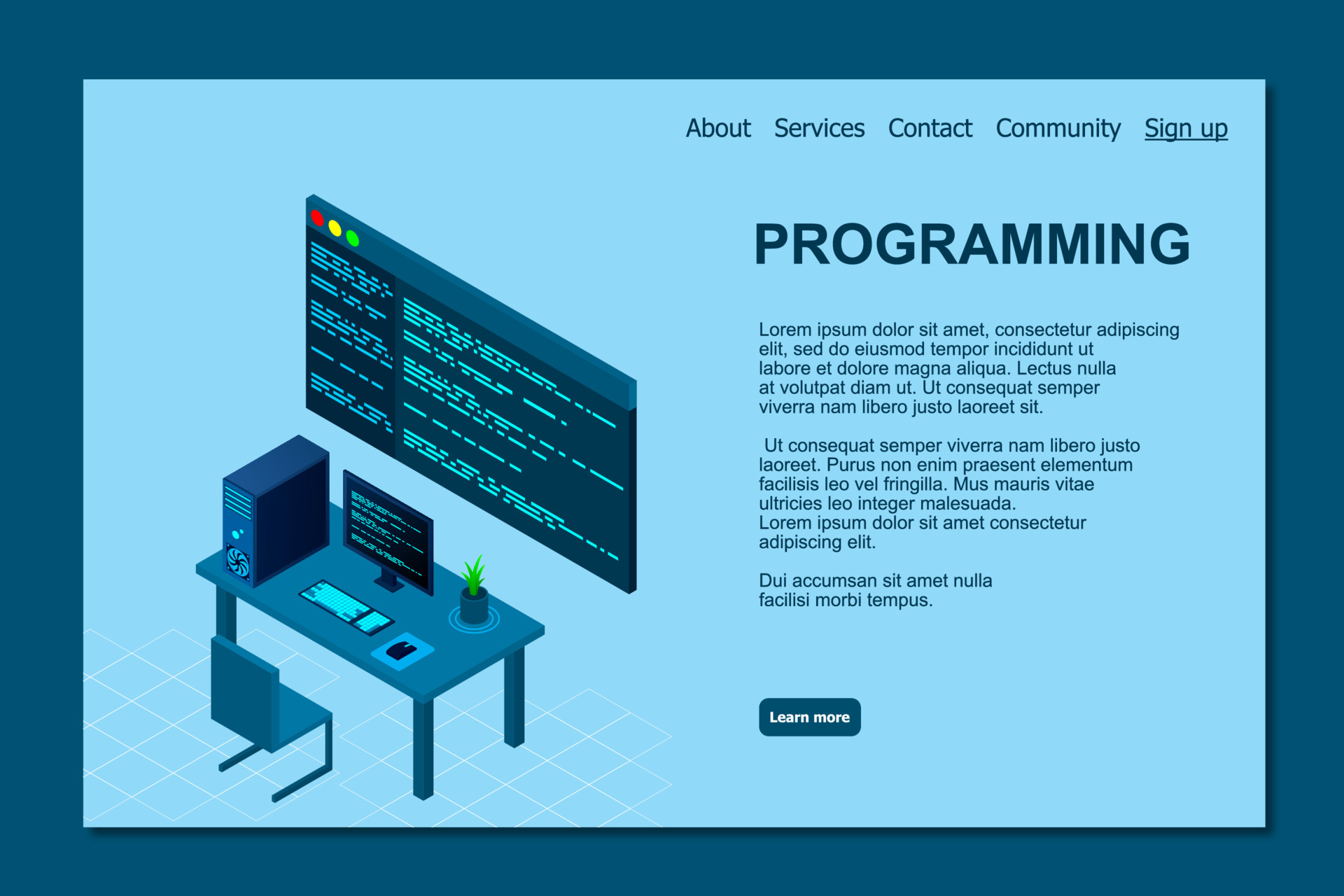 Programming or Software development web page template. Vector ...