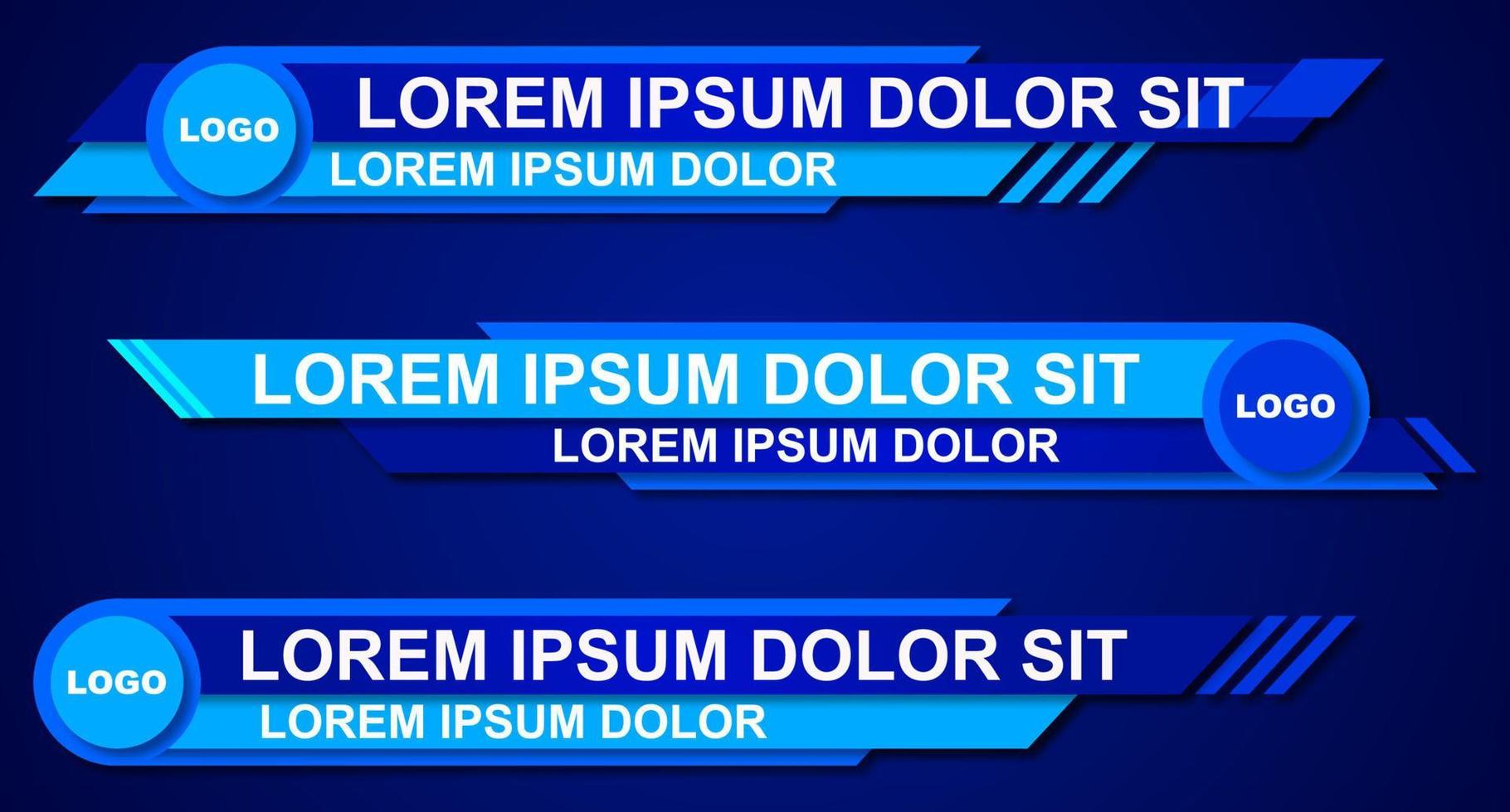 Modern stylish lower third banner template design. Graphic set of Broadcast News Lower Thirds Banner for Television. Vector video headline title