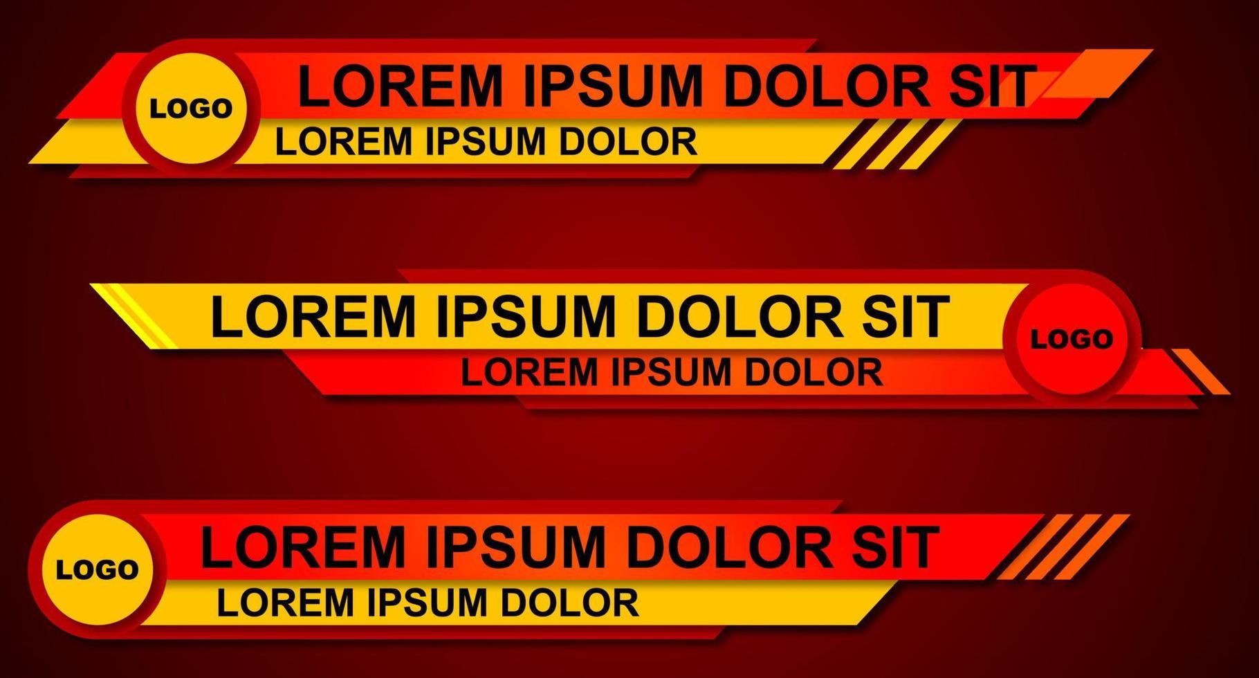 Modern stylish lower third banner template design. Graphic set of Broadcast News Lower Thirds Banner for Television. Vector video headline title