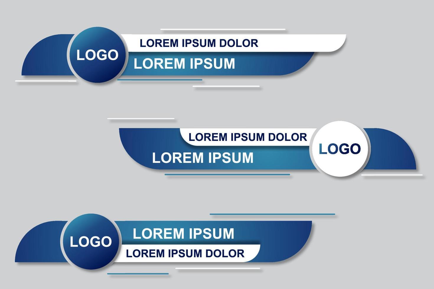 Modern stylish lower third banner template design. Graphic set of Broadcast News Lower Thirds Banner for Television. Vector video headline title