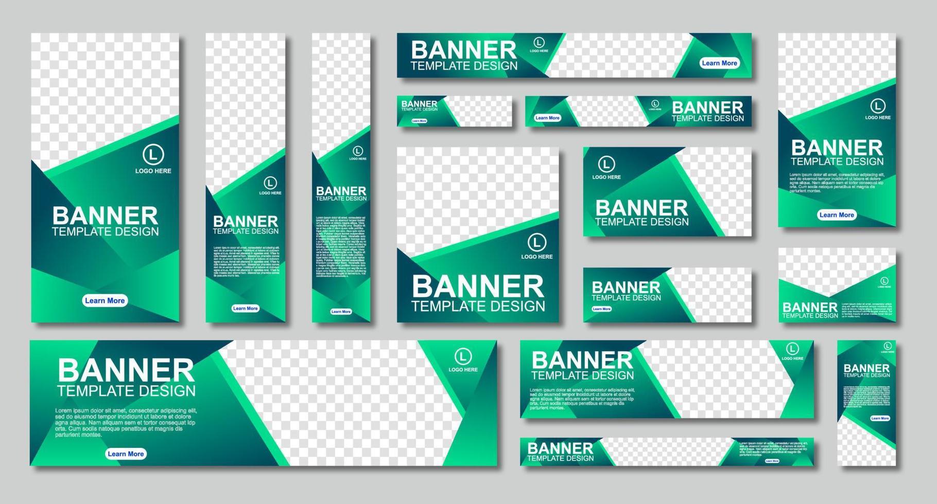 Set of modern web banners template design with a place for photos. Modern and minimalist concept user for web page, banner, background. Vector illustration