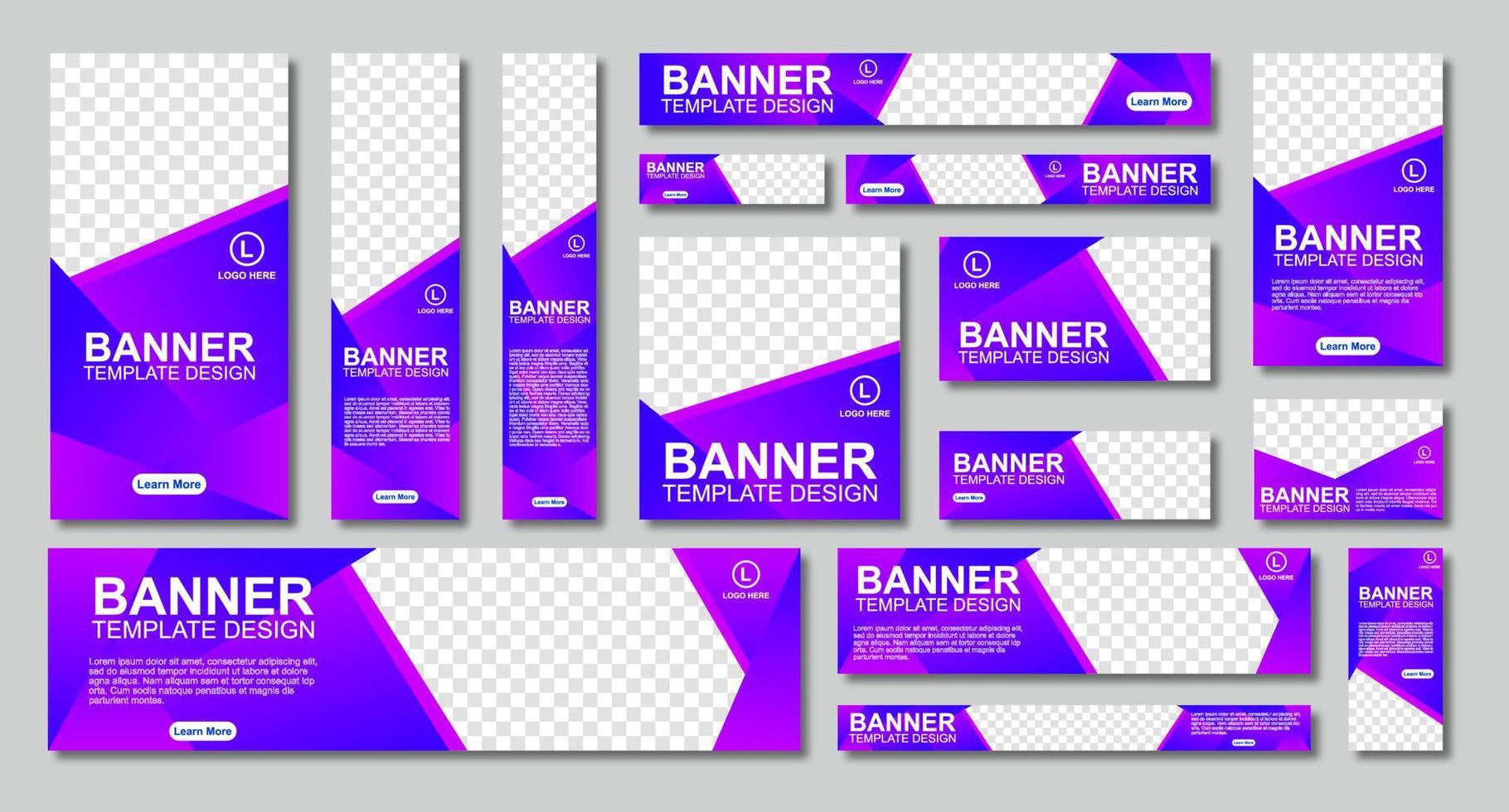 Set of modern web banners template design with a place for photos. Modern and minimalist concept user for web page, banner, background. Vector illustration