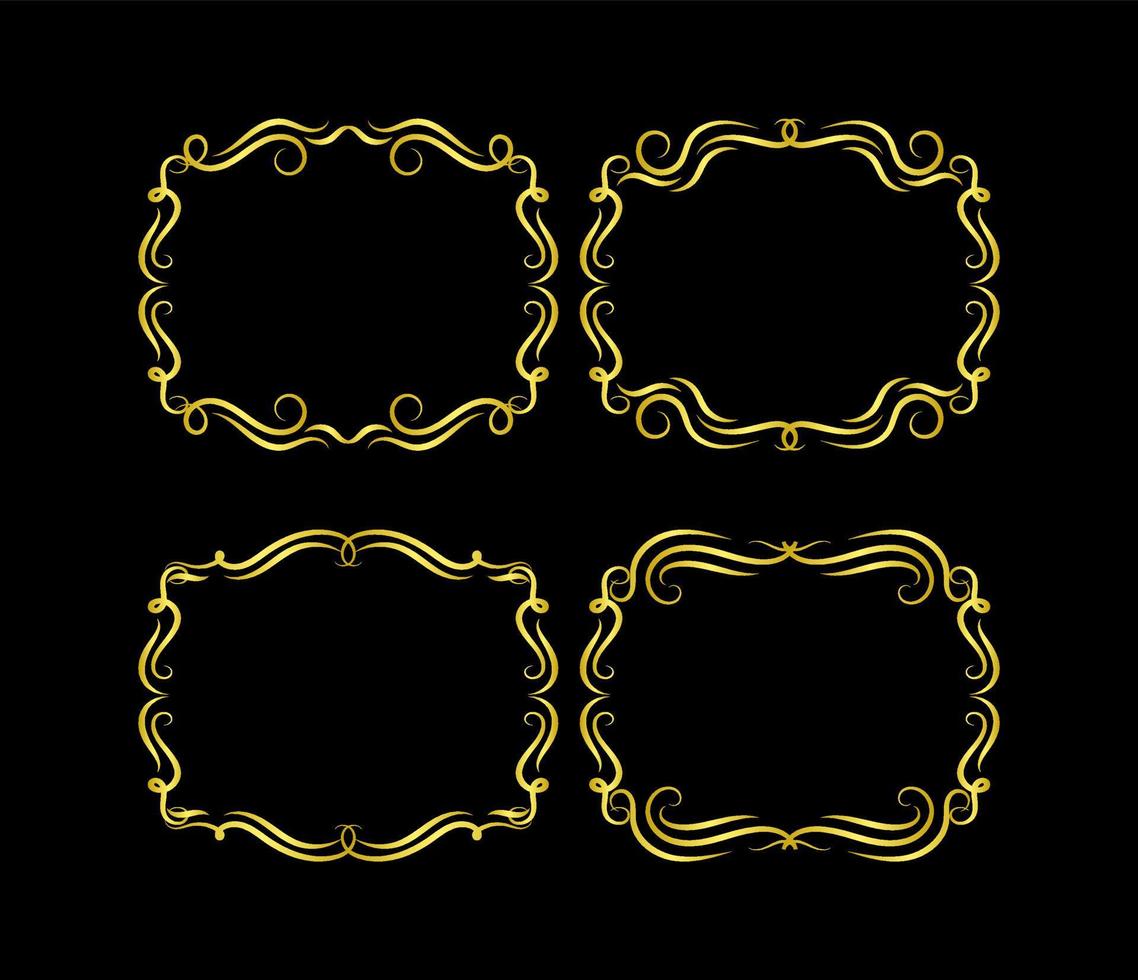 Gold Borders Elements Set Collection, ornament Vector