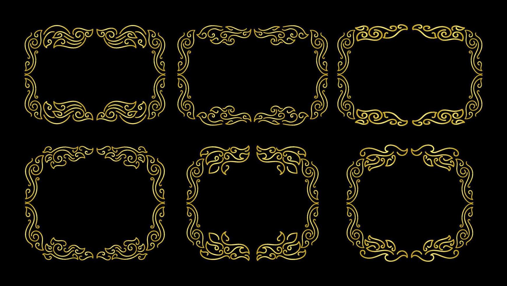 Gold Borders Elements Set Collection, ornament Vector