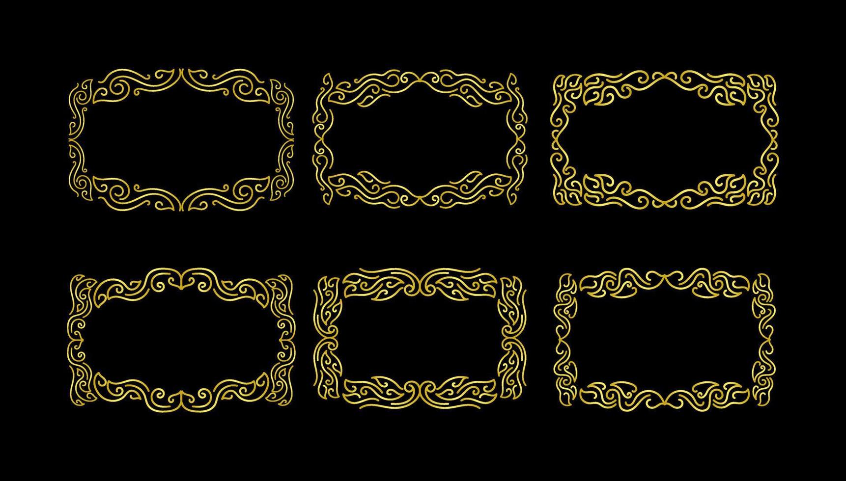 Gold Borders Elements Set Collection, ornament Vector