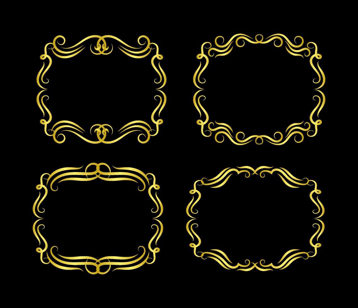 Gold Borders Elements Set Collection, ornament Vector