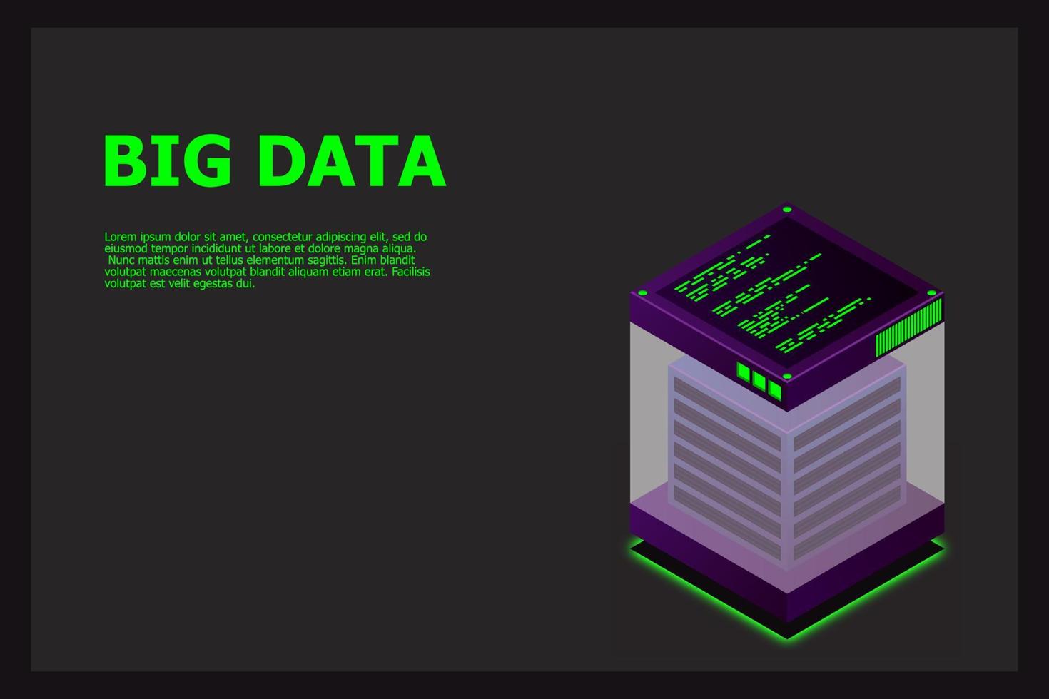 Isometric Digital Technology Web Banner. BIG DATA Machine Learning Algorithms. Analysis and Information. Big Data Access Storage Distribution Information Management and Analysis. Vector illustration