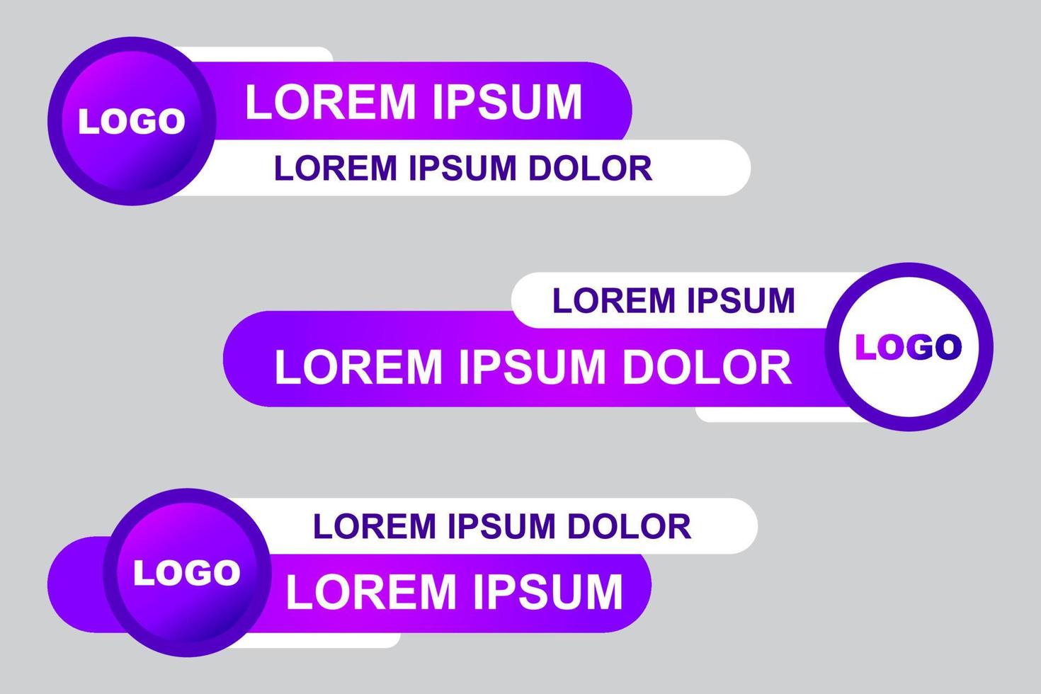 Modern stylish lower third banner template design. Graphic set of Broadcast News Lower Thirds Banner for Television. Vector video headline title